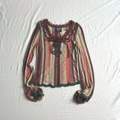 Jean Paul Gaultier MAILLE FEMME Lace Cut and Sew Top Size S Made in Italy