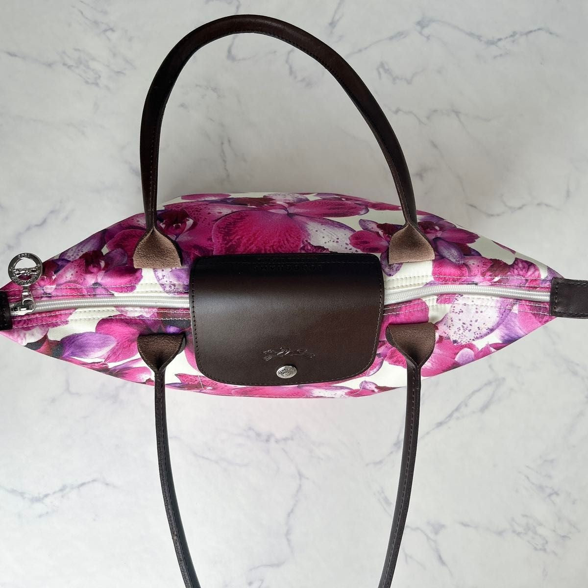 Longchamp Limited Edition Tote Bag Handbag Floral Pattern Designer Women Lux