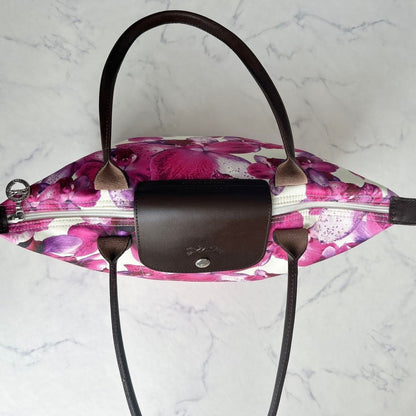 Longchamp Limited Edition Tote Bag Handbag Floral Pattern Designer Women Lux