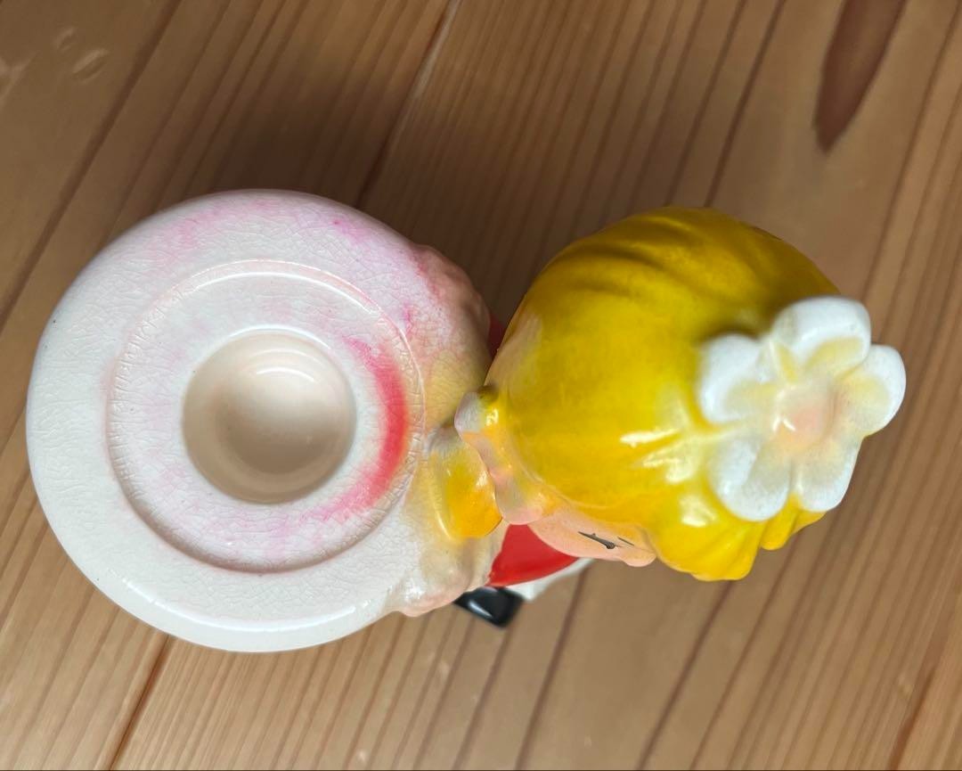 Kaneaki Showa Retro Ceramic Candle Holder with Girl Design