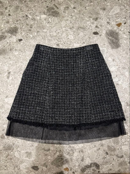 Christian Dior Flare Skirt Size 36 Elegant Design Black Wool Blend