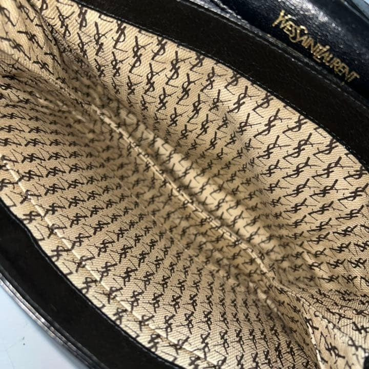 Yves Saint Laurent YSL Shoulder Bag Black Leather Tassel Fringe 26.5x22x11cm