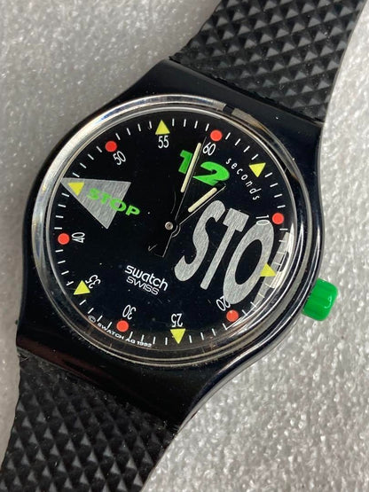 Swatch Analog Quartz Men 90'S Stopwatch Black Vintage 492422670