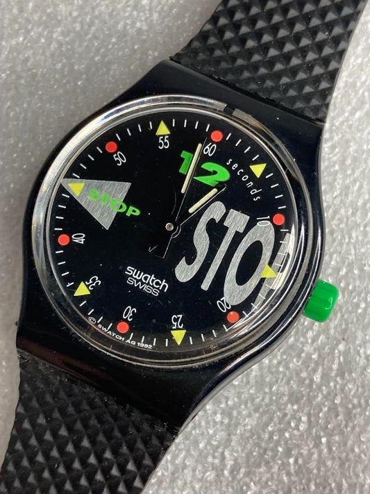 Swatch Analog Quartz Men 90'S Stopwatch Black Vintage 492422670