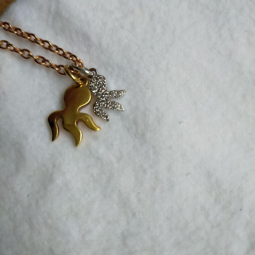 Pomellato DoDo 18k Yellow White Gold Diamond Octopus Necklace Pendant Used