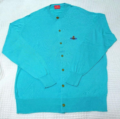 Vivienne Westwood Cardigan 90s Silk Turquoise Blue Size M Rare Vintage