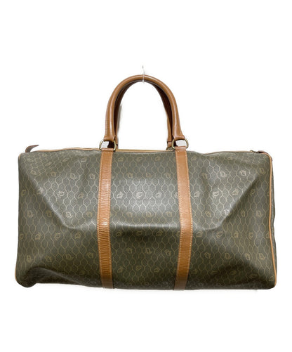 Dior Honeycomb Hand Bag Gray Canvas Leather Vintage Authentic