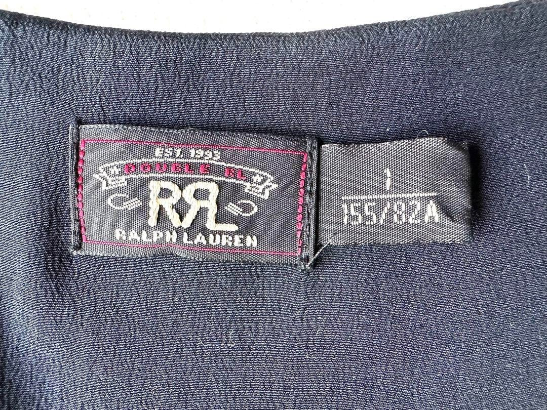 RRL RALPH LAUREN V-neck Chiffon Print Dress Women Size 1 Silk A-line Black JP