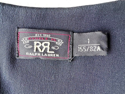 RRL RALPH LAUREN V-neck Chiffon Print Dress Women Size 1 Silk A-line Black JP