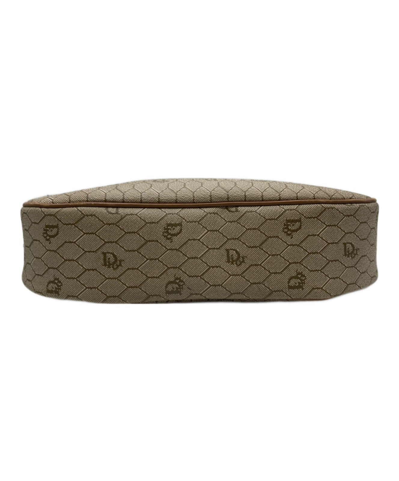 Dior Honeycomb Shoulder Bag Beige Canvas Leather Vintage Authentic 1112