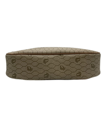 Dior Honeycomb Shoulder Bag Beige Canvas Leather Vintage Authentic 1112