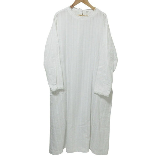 45R Indian Karami Lace Dress Long Sleeve Long One Piece 7045092 White Women USED