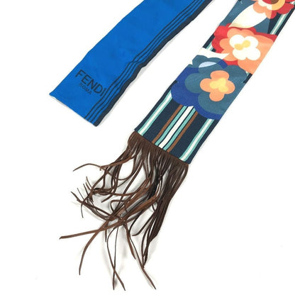 FENDI FXT111 Lappy Fringe BandeauScarf Scarf silk blue/Brown