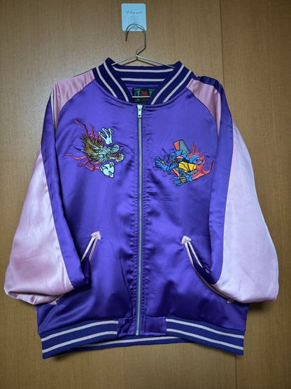 Rare Evangelion NERV Satin Skajan Jacket L with Dragon Embroidery