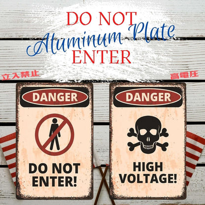 FrugeL Tinplate sign, no trespassing, set of 2, 20cm 30cm, perforated, security