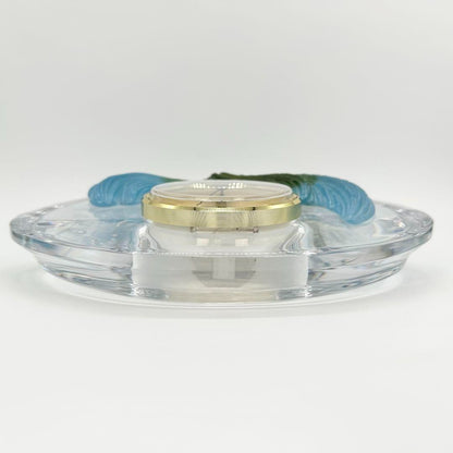 Authentic Daum France Crystal Table Clock Blue Green Clear Gold Used From Japan
