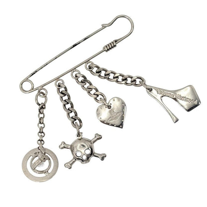 VIVIENNE WESTWOOD Silver Orb Safety Pin Brooch Rare Designer Charm