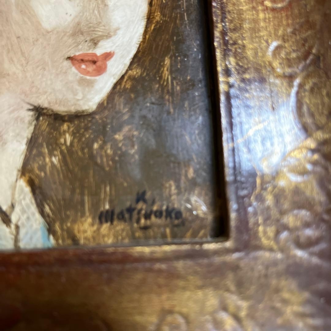 Kan'ichi Matsuoka, Glass Painting: Beautiful Woman with Gold Background