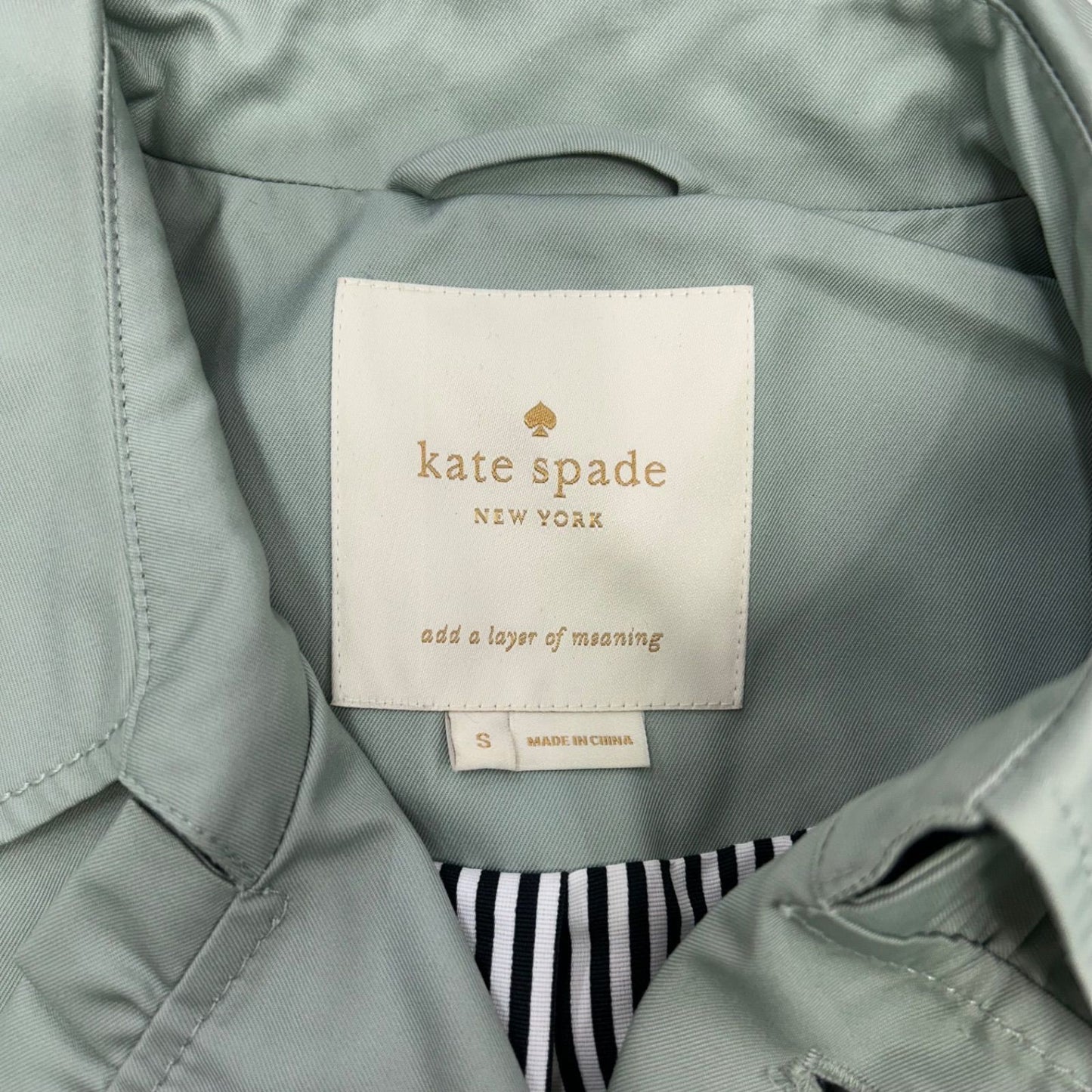 Kate Spade Light Green Ruffled Trench Coat Size S