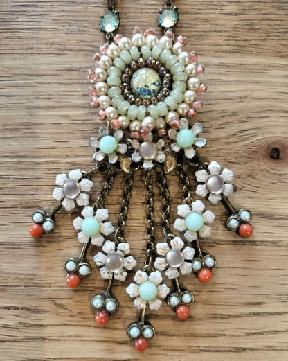 Michael Negrin Necklace Pink Green Flower