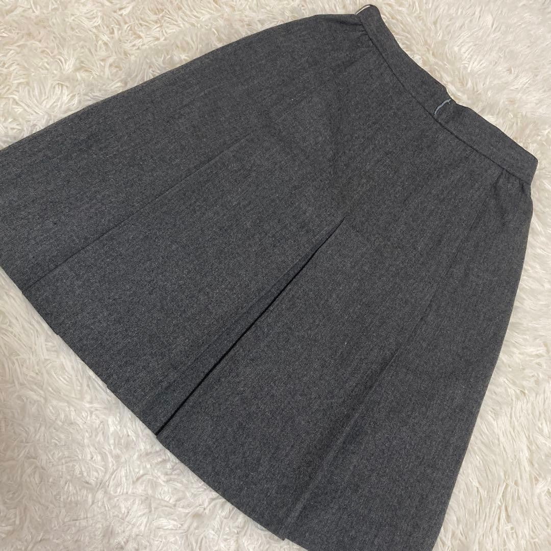 Christian Dior Skirt Charcoal M Knee Length Flare Wool 55cm