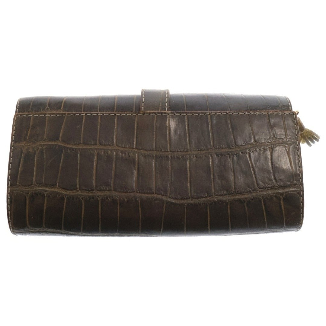 Felisi Felige Embossed Leather Long Wallet Brown Used f677ae63bc0daad1548d11057a