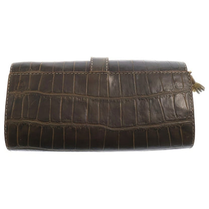 Felisi Felige Embossed Leather Long Wallet Brown Used f677ae63bc0daad1548d11057a