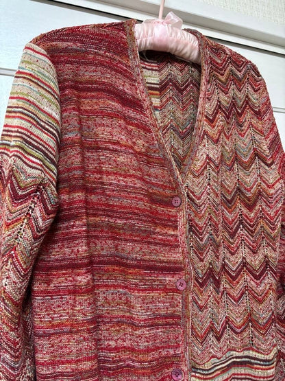 Missoni Women XL Zigzag Pattern Cardigan 48 Luxury Elegant Unique Italian Used