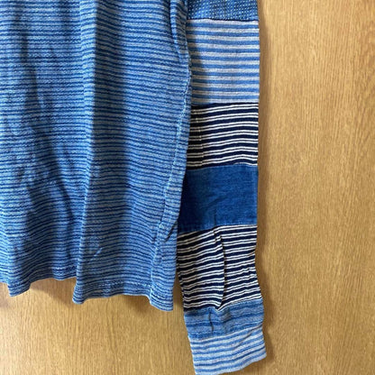 KAPITAL Border Indigo Patchwork Long Sleeve T-Shirt Size S (2)
