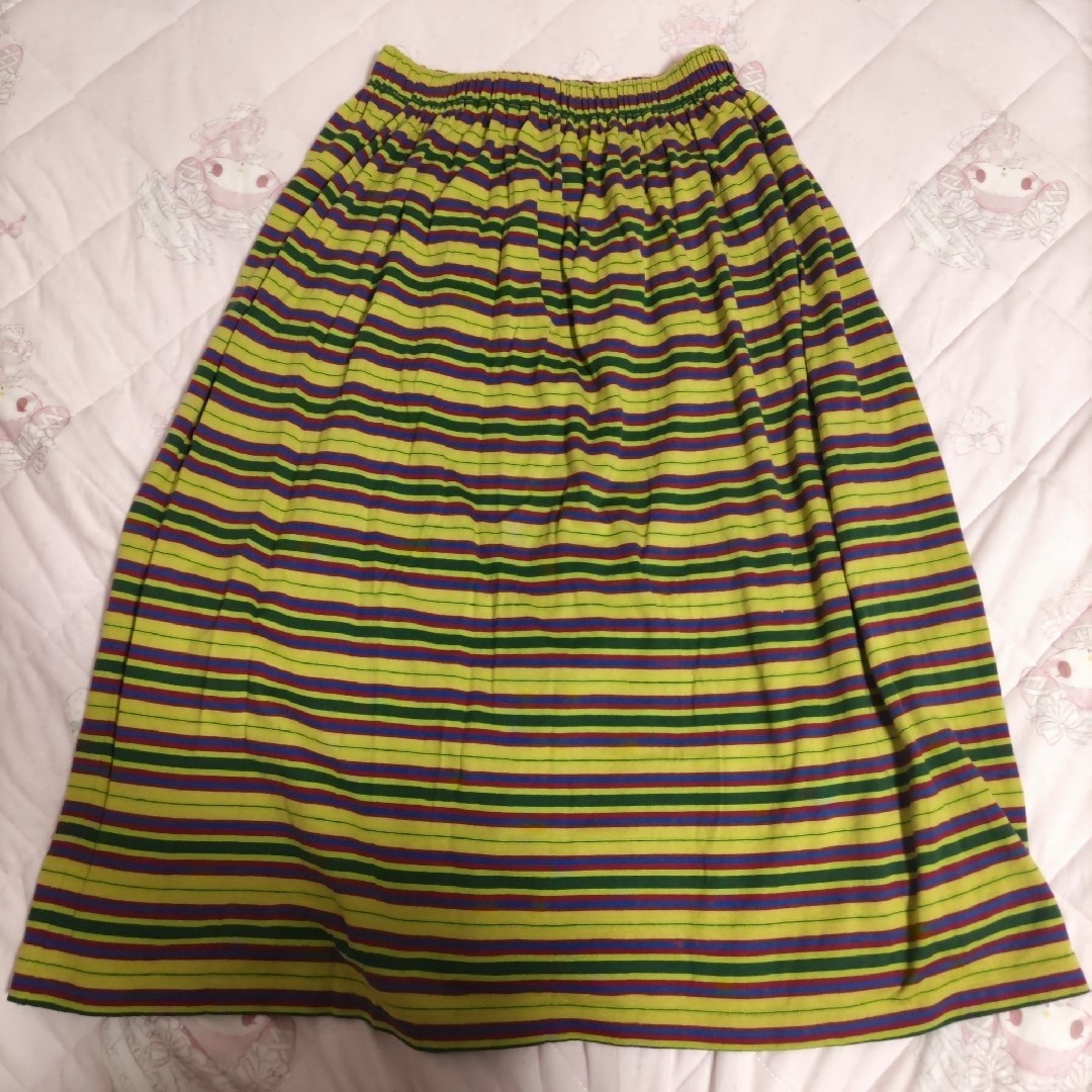 USED REDUCED PRICE RETRO ISSEY MIYAKE STRIPED SKIRT SET (SIZE M) GOOD
