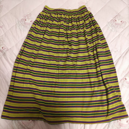 USED REDUCED PRICE RETRO ISSEY MIYAKE STRIPED SKIRT SET (SIZE M) GOOD