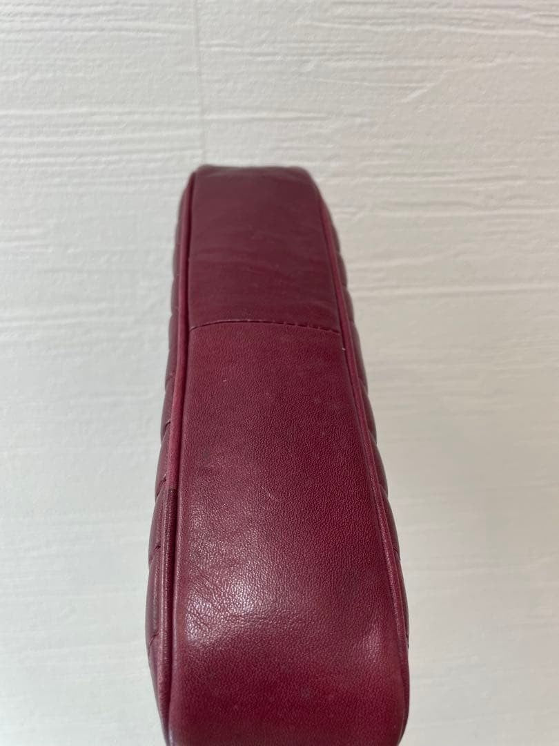 Valentino Garavani Quilted Leather Crossbody Shoulder Bag wine Luxury Auth RARE
