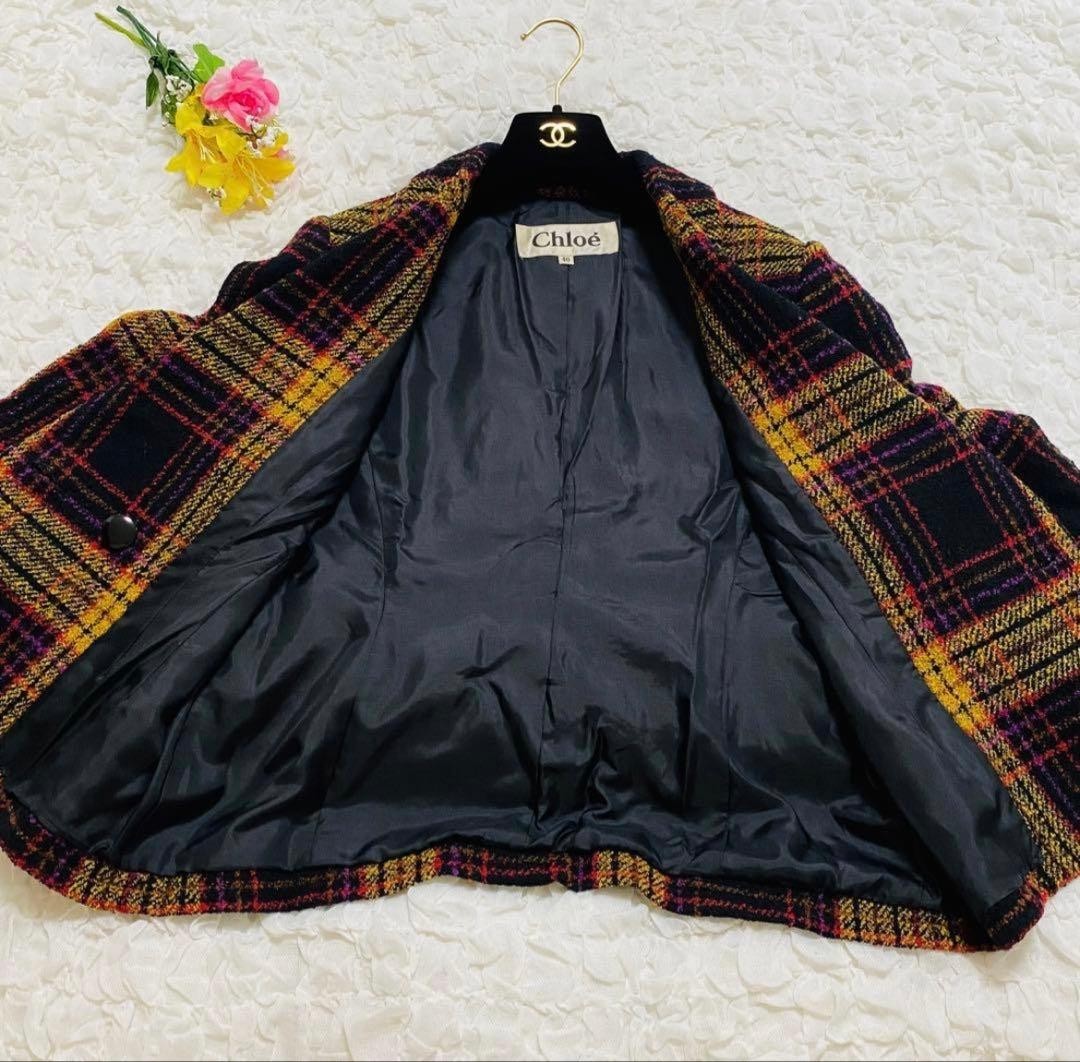 Chloe Women Jacket Rare Size L Super Cute Check Pattern Tailored Jacket Limited