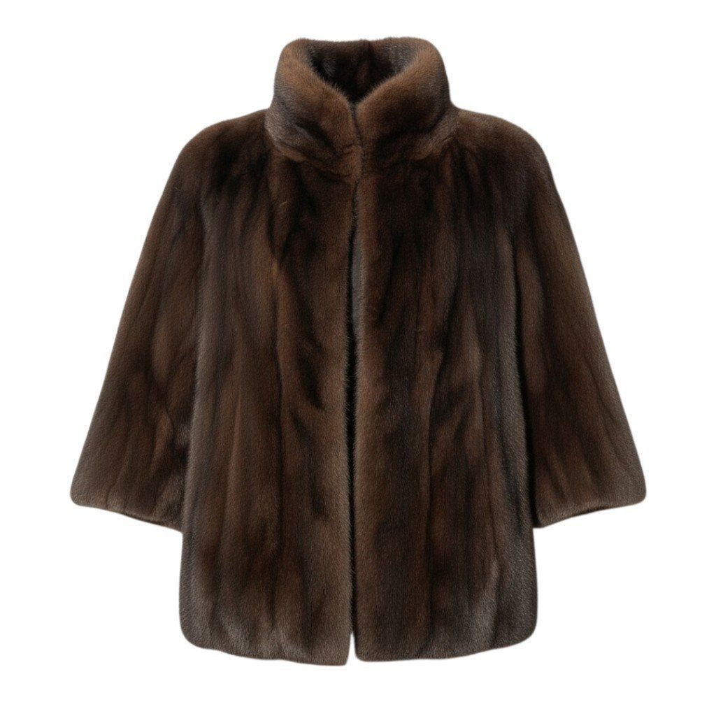Palody Mahogany Mink Fur Coat Brown Size 11 Hook & Eye Name Embroidery