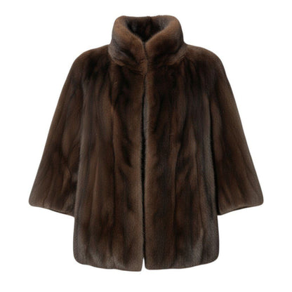 Palody Mahogany Mink Fur Coat Brown Size 11 Hook & Eye Name Embroidery
