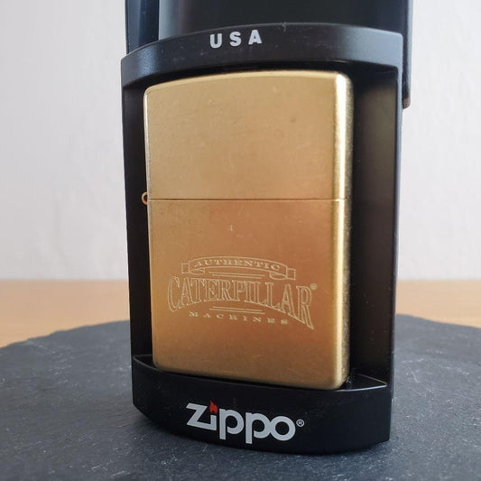 CAT Caterpillar Authentic Machines Brass Gold Zippo Oil Lighter 2005 MIB Rare