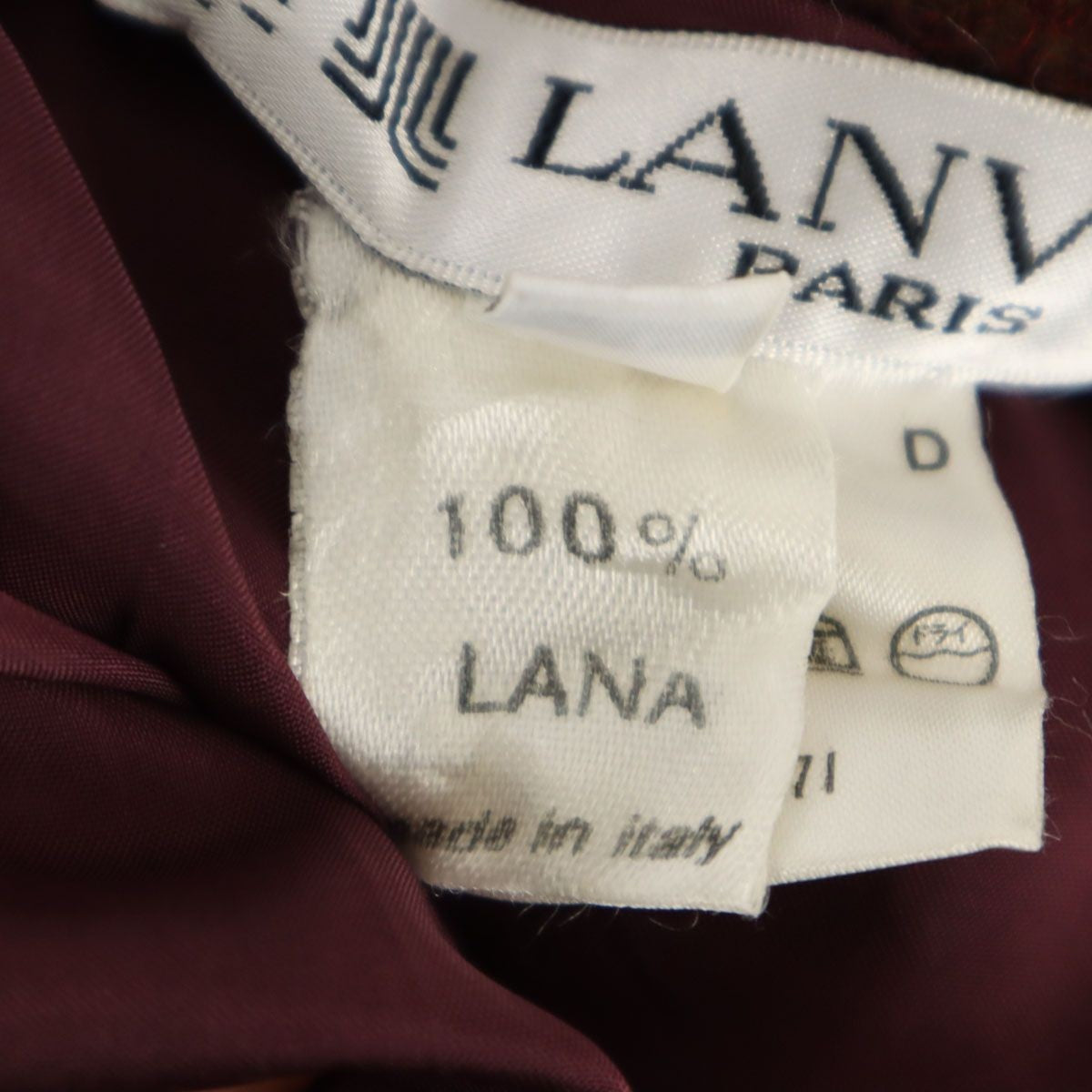 LANVIN 80s Made in Italy Vintage Wool coat 46 Brown Women