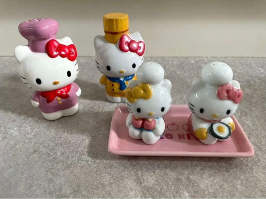 Rare item Sanrio Hello Kitty ceramic seasoning container set, retro Heisei era