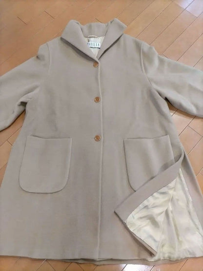 Max Mara MARELLA Cashmere Blend Long Coat Jacket Blouson Women Size 42 Beige