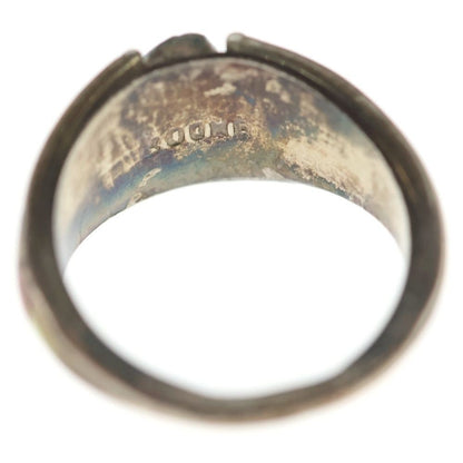 Indian Jewelry ZUNI CHOOKE Chalk Geometric Pattern Inlay Ring Silver/Turquoise