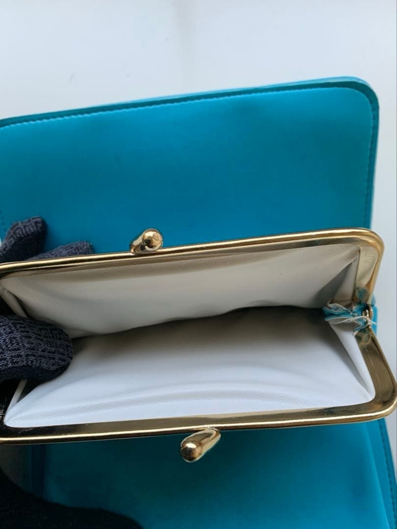 Turquoise Blue Bifold Wallet Showa Retro