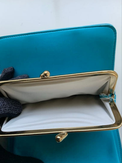 Turquoise Blue Bifold Wallet Showa Retro