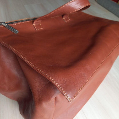 Andrea Incontri Leather Cube Bag Made in Italy Men's Casual Business Large