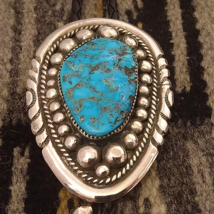 Robert & Bernice Leekya Zuni Vintage Sleeping Beauty Turquoise Bolo Tie