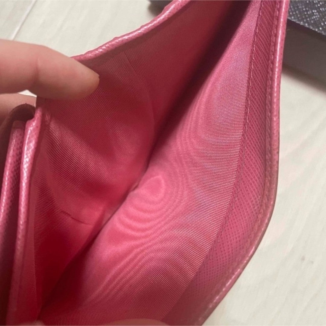 Prada Saffiano Leather Wallet Mini Wallet Pink