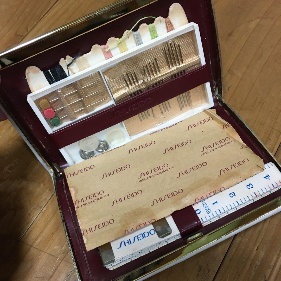 Shiseido novelty, corporate object, Showa Retro sewing set, not for sale.