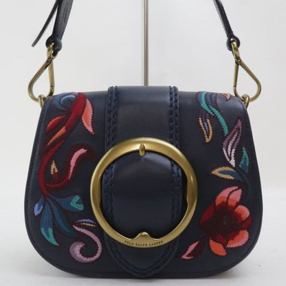 Polo Ralph Lauren Shoulder Bag Leather Navy Women Used