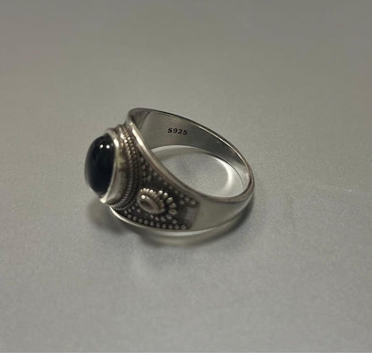 Sterling Silver 925 Ring with Onyx - Men's