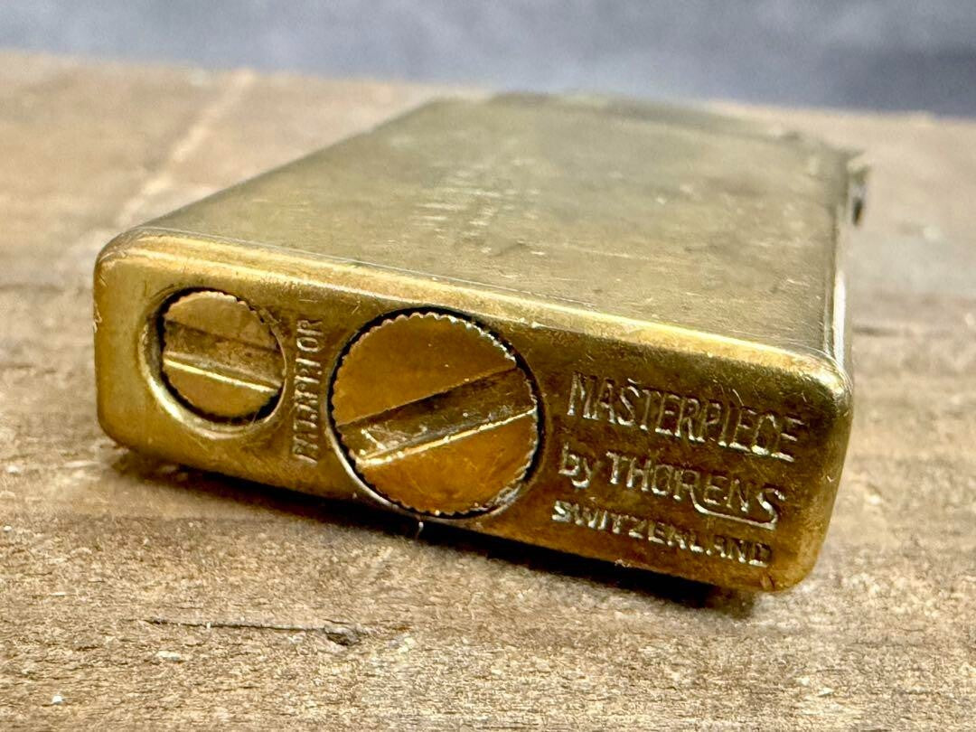 Vintage THORENS Masterpiece Oil Lighter Gold Swiss Made Working Rare Retro DHL