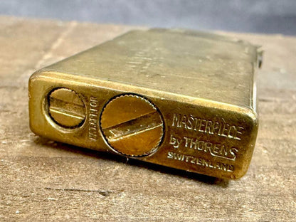 Vintage THORENS Masterpiece Oil Lighter Gold Swiss Made Working Rare Retro DHL